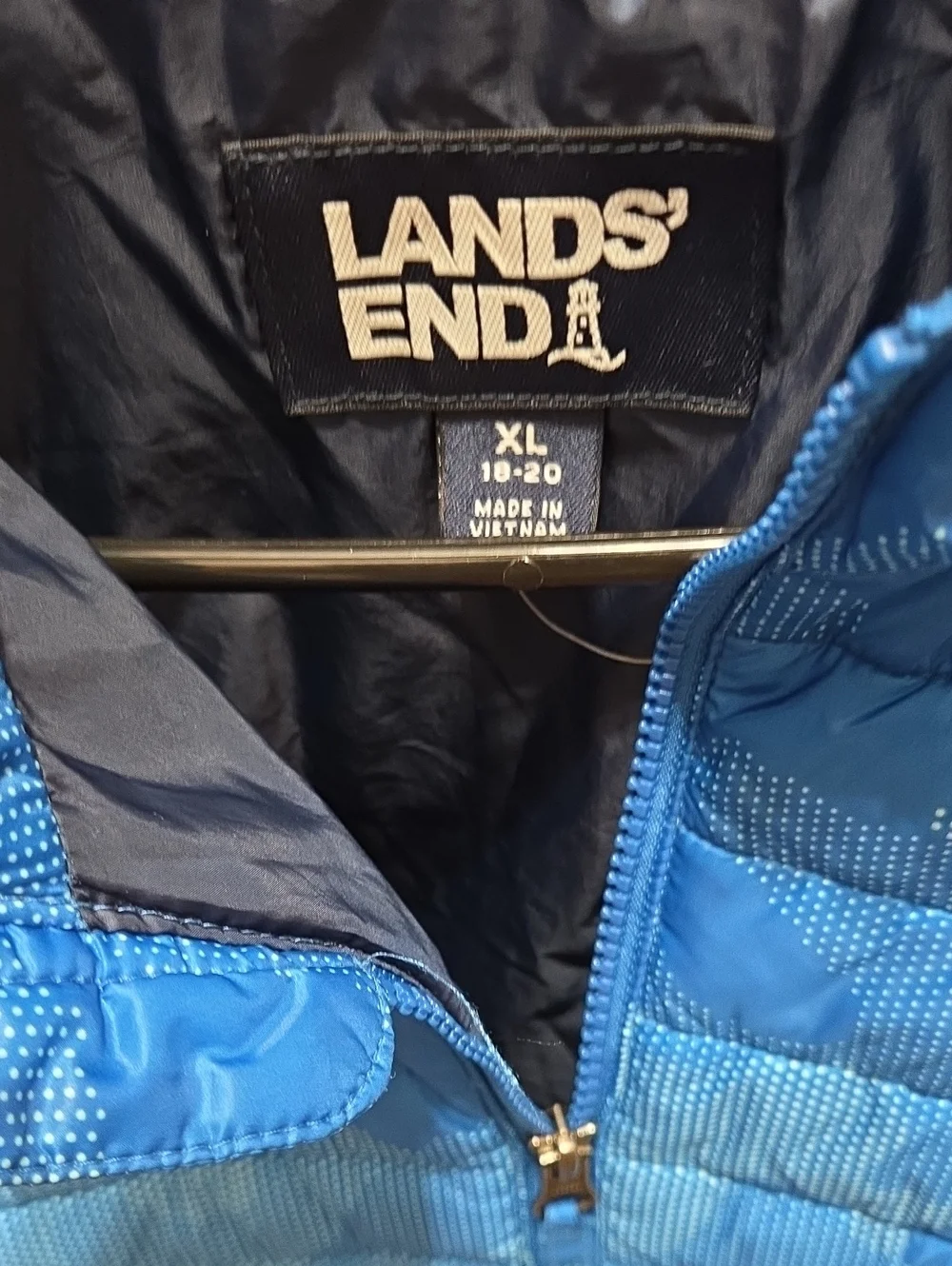 Lands' End Men's Bright Blue Quilted Packable Puffer Jacket